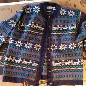 100% Shetland Wool Navy cardigan
